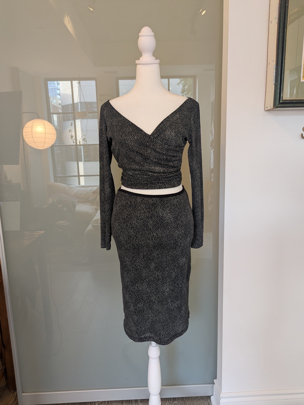 Vintage 2 Piece Mesh Animal Print Top & Skirt Set – Small